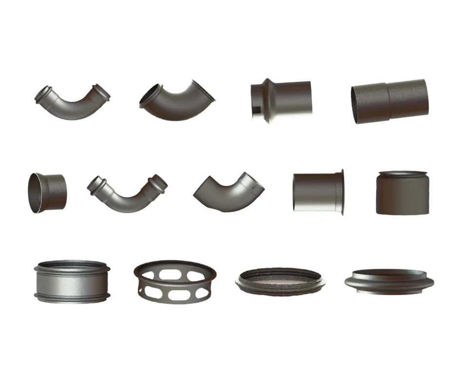 Tube end forming samples made from stainless steel and carbon steel, including expanded, flared, beaded and reduced tube ends for automotive exhaust, HVAC and industrial piping applications